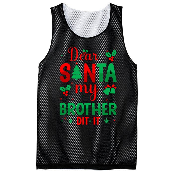 Dear Santa My Brother Did It Christmas Quote Graphic Mesh Reversible Basketball Jersey Tank