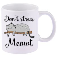 Don't Stress Meowt Funny Saying For Cat Lovers Cool Gift 11oz C Handle Ceramic Mug