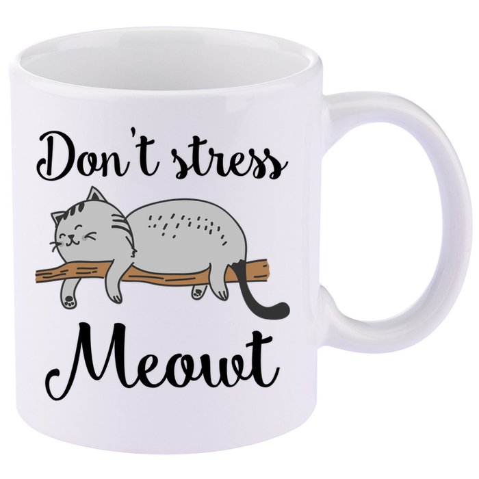 Don't Stress Meowt Funny Saying For Cat Lovers Cool Gift 11oz C Handle Ceramic Mug
