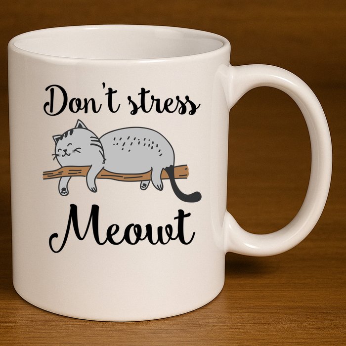 Don't Stress Meowt Funny Saying For Cat Lovers Cool Gift 11oz C Handle Ceramic Mug