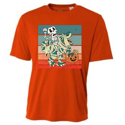 Dinosaur Skeleton Mummy Halloween Pumpkin Trick Or Treat Gift Cooling Performance Crew T-Shirt