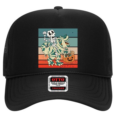 Dinosaur Skeleton Mummy Halloween Pumpkin Trick Or Treat Gift Trucker Hat