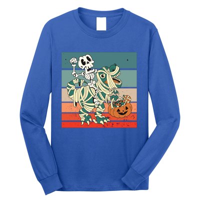 Dinosaur Skeleton Mummy Halloween Pumpkin Trick Or Treat Gift Long Sleeve Shirt