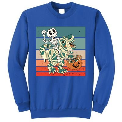 Dinosaur Skeleton Mummy Halloween Pumpkin Trick Or Treat Gift Sweatshirt