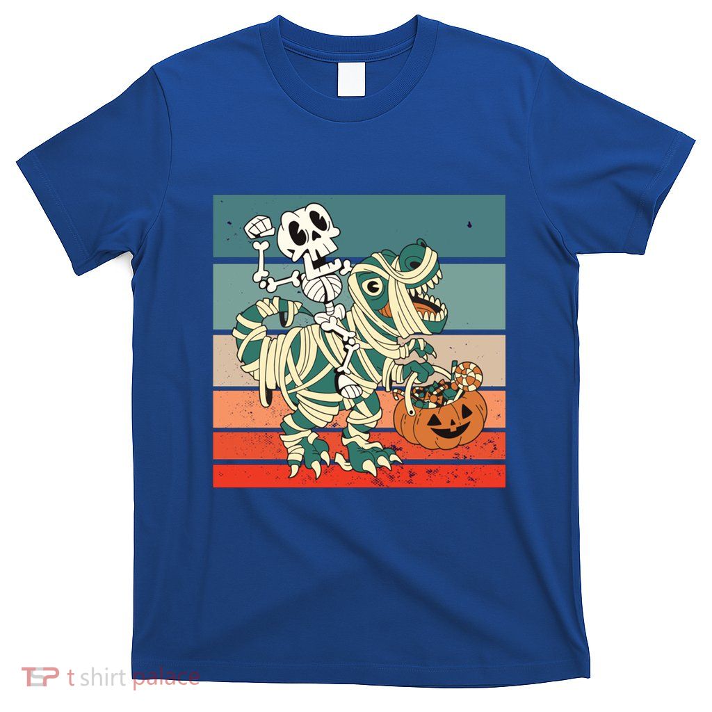 Dinosaur Skeleton Mummy Halloween Pumpkin Trick Or Treat Gift T-Shirt