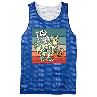 Dinosaur Skeleton Mummy Halloween Pumpkin Trick Or Treat Gift Mesh Reversible Basketball Jersey Tank