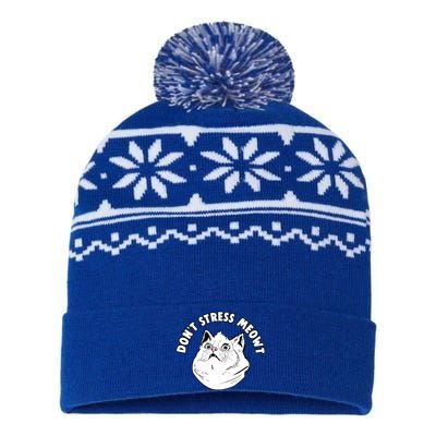 Don't Stress Meowt Funny Stressed Out Kitty Cat Pun Meaningful Gift USA-Made Snowflake Beanie