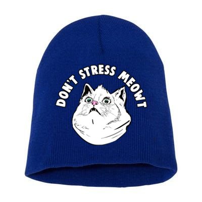 Don't Stress Meowt Funny Stressed Out Kitty Cat Pun Meaningful Gift Short Acrylic Beanie