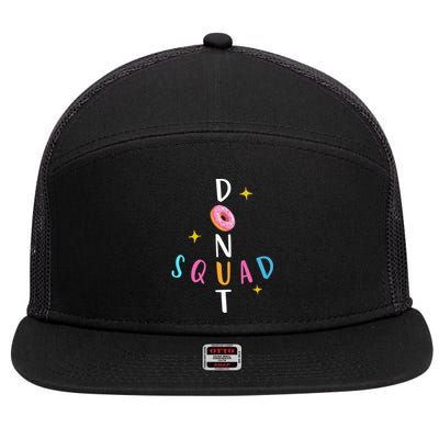 Donut Squad Matching Donut Party Pink Doughnut Sprinkles Great Gift 7 Panel Mesh Trucker Snapback Hat