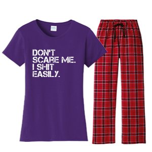 DonT Scare Me I Shit Easily Funny Sarcastic Quote Women's Flannel Pajama Set