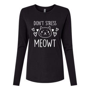 Dont Stress Meowt Funny Cat Mom Pun Sarcastic Kitten Lover Gift Womens Cotton Relaxed Long Sleeve T-Shirt