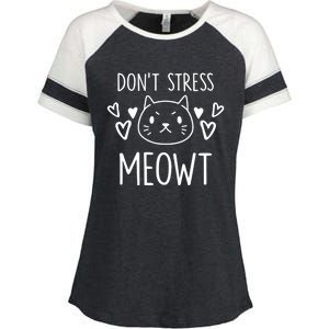 Dont Stress Meowt Funny Cat Mom Pun Sarcastic Kitten Lover Gift Enza Ladies Jersey Colorblock Tee