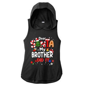 Dear Santa My Brother Did It Christmas For Ladies PosiCharge Tri-Blend Wicking Draft Hoodie Tank