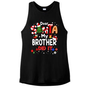 Dear Santa My Brother Did It Christmas For Ladies PosiCharge Tri-Blend Wicking Tank