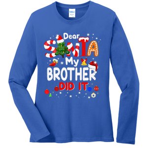 Dear Santa My Brother Did It Christmas For Ladies Long Sleeve Shirt