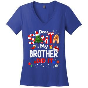 Dear Santa My Brother Did It Christmas For Women's V-Neck T-Shirt