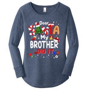 Dear Santa My Brother Did It Christmas For Women's Perfect Tri Tunic Long Sleeve Shirt