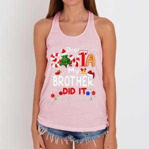 Dear Santa My Brother Did It Christmas For Women's Knotted Racerback Tank