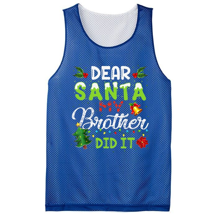 Dear Santa My Brother Did It Christmas Matching Family Mesh Reversible Basketball Jersey Tank