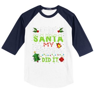 Dear Santa My Brother Did It Christmas Matching Family Baseball Sleeve Shirt