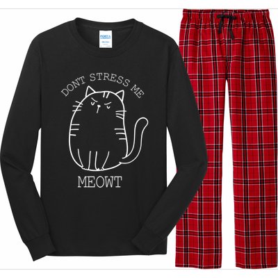 Don't Stress Meowt Sarcastic Funny Cat Funny Gift Long Sleeve Pajama Set