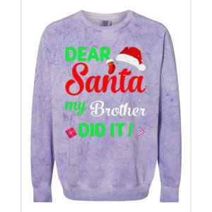 Dear Santa My Brother Did It Christmas Pajamas Colorblast Crewneck Sweatshirt