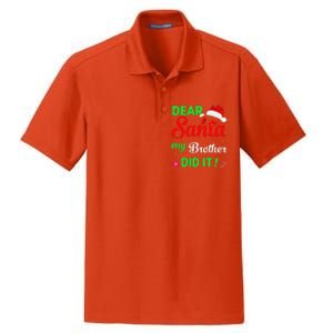 Dear Santa My Brother Did It Christmas Pajamas Dry Zone Grid Polo