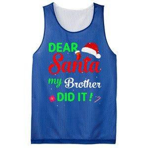 Dear Santa My Brother Did It Christmas Pajamas Mesh Reversible Basketball Jersey Tank