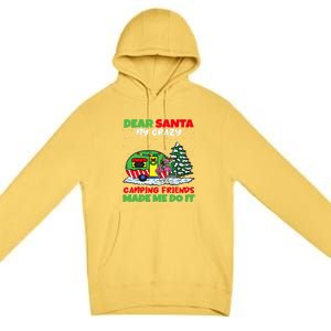 Dear Santa My Camping Friends Made Me Do It Christmas Pajama Premium Pullover Hoodie