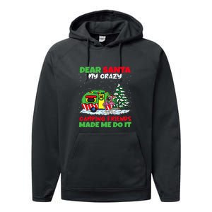 Dear Santa My Camping Friends Made Me Do It Christmas Pajama Performance Fleece Hoodie