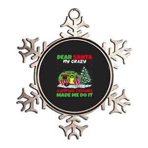 Dear Santa My Camping Friends Made Me Do It Christmas Pajama Metallic Star Ornament