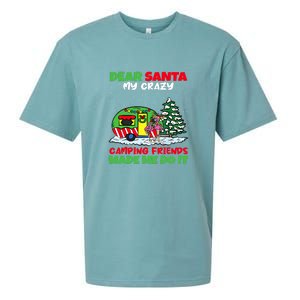 Dear Santa My Camping Friends Made Me Do It Christmas Pajama Sueded Cloud Jersey T-Shirt