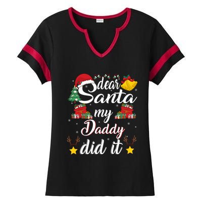 Dear Santa My Wife Did It Funny Family Christmas Meaningful Gift Ladies Halftime Notch Neck Tee