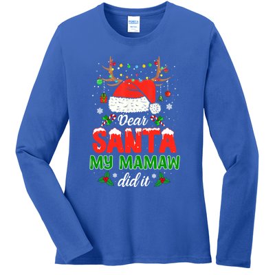 Dear Santa My Mamaw Did It Funny Christmas Pajama Great Gift Ladies Long Sleeve Shirt