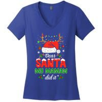 Dear Santa My Mamaw Did It Funny Christmas Pajama Great Gift Women's V-Neck T-Shirt