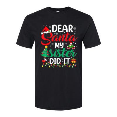 Dear Santa My Sister Did It Funny Xmas Christmas Pajamas Softstyle CVC T-Shirt