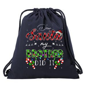 Dear Santa My Brother Did It Funny Christmas Pajama Funny Drawstring Bag