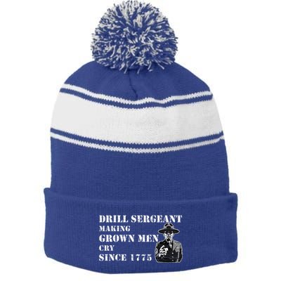 Drill Sergeant Military Drill Team Instructor Bootcamp Gifts Stripe Pom Pom Beanie