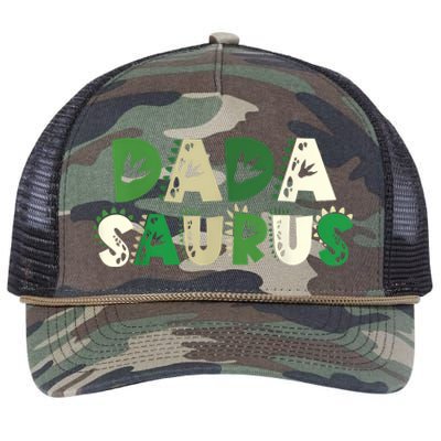 Dada Saurus Matching Family Birthday Dinosaur Retro Rope Trucker Hat Cap