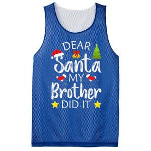 Dear Santa My Brother Did It Funny Christmas Pajamas Mesh Reversible Basketball Jersey Tank