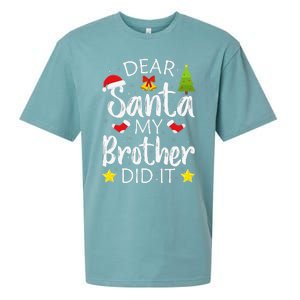 Dear Santa My Brother Did It Funny Christmas Pajamas Sueded Cloud Jersey T-Shirt