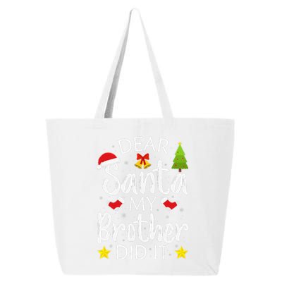 Dear Santa My Brother Did It Funny Christmas Pajamas 25L Jumbo Tote