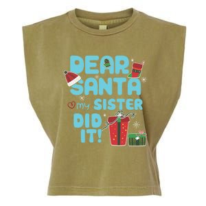 Dear Santa My Sister Did It Christmas Matching And Gift Garment-Dyed Women's Muscle Tee