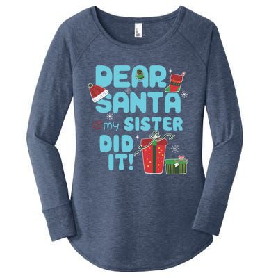 Dear Santa My Sister Did It Christmas Matching And Gift Women's Perfect Tri Tunic Long Sleeve Shirt