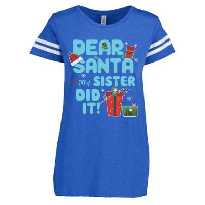 Dear Santa My Sister Did It Christmas Matching And Gift Enza Ladies Jersey Football T-Shirt