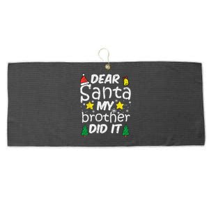 Dear Santa My Brother Did It Funny Christmas Large Microfiber Waffle Golf Towel