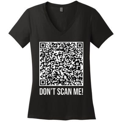 DonT Scan Me! Qr Scan Me Joke Funny Middle Finger Women's V-Neck T-Shirt