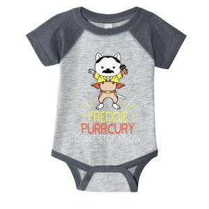 Dont Stop Meow Freddie Purrcury Funny Cat Music Pun Gift Gift Infant Baby Jersey Bodysuit