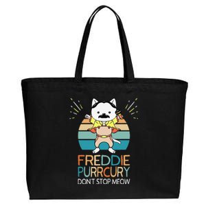 Dont Stop Meow Freddie Purrcury Funny Cat Music Pun Gift Cotton Canvas Jumbo Tote