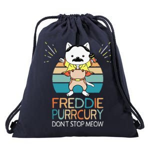 Dont Stop Meow Freddie Purrcury Funny Cat Music Pun Gift Drawstring Bag